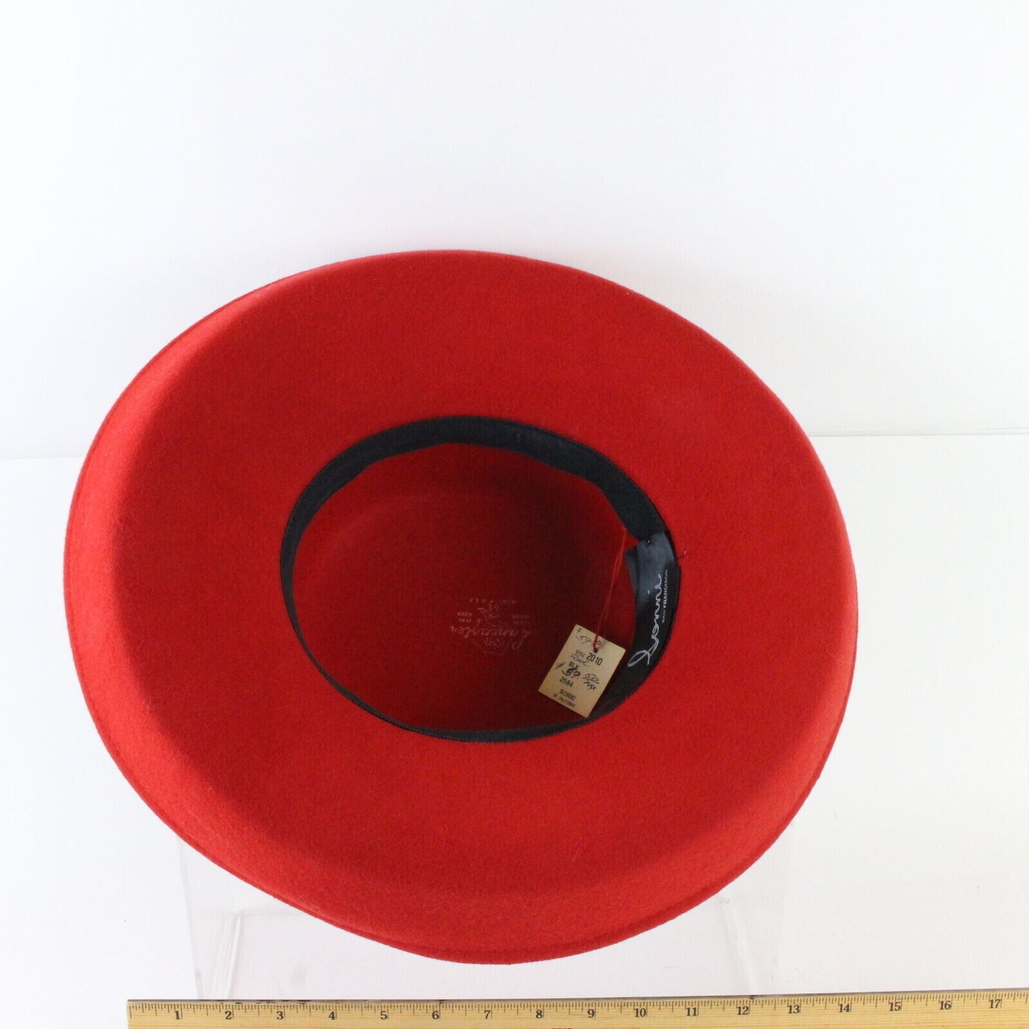 Sonni Wool Felt Red & Black Ladies Dress Hat Cartwheel 6 3/4 54cm
