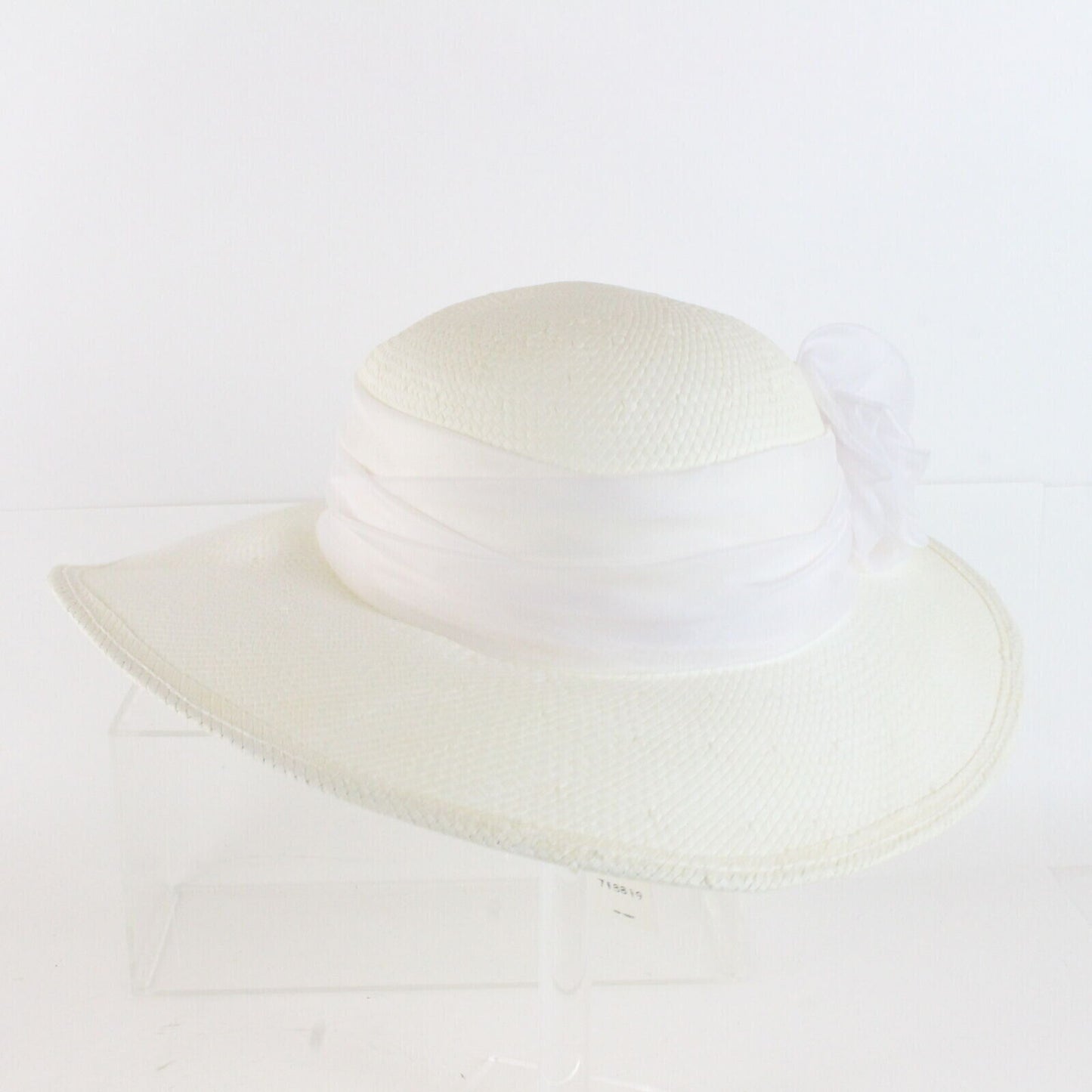 Miss Bierner Boater Boat White Straw Ladies Hat 6 7/8 55cm