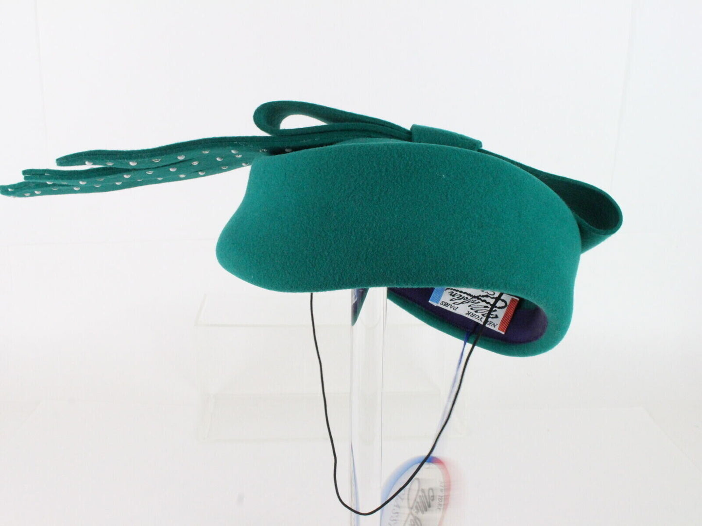 Mr John Classic Ladies Pillbox Hat New Green Wool Felt 6 7/8 55cm