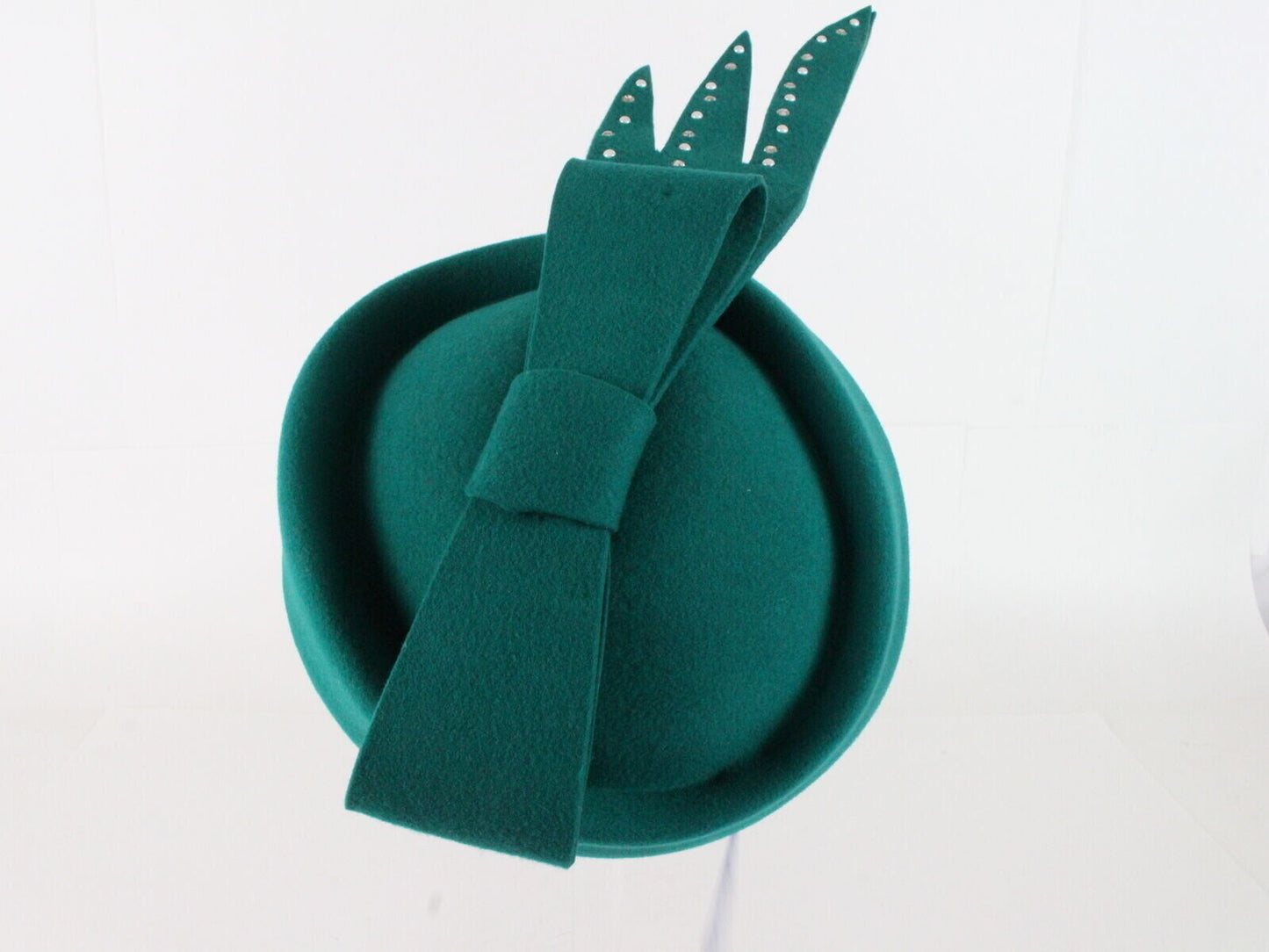 Mr John Classic Ladies Pillbox Hat New Green Wool Felt 6 7/8 55cm