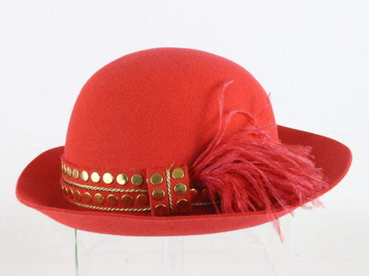 Frank Olive Private Collection Ladies Cloche Red Felt 7 56cm