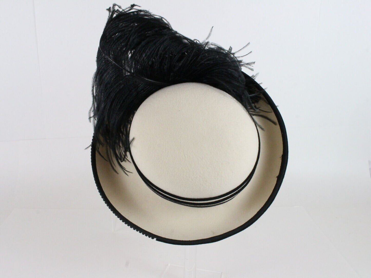 Vintage Bellini Originals Ladies Hat White Black Wool Felt 7 56cm