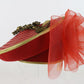 Doris Designs Ladies Flat Brimmed Hat Red Wool Felt 7 1/8 57cm
