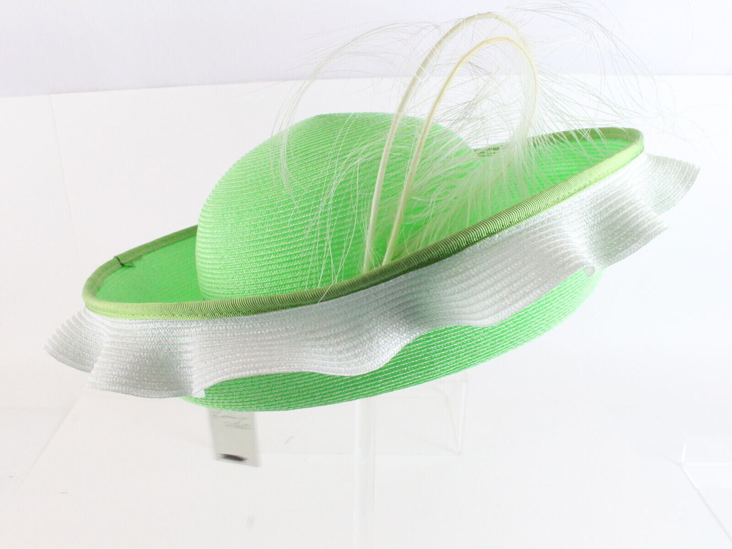 Bellini Fascinator Ladies Hat Lime Green Straw 6 7/8 Fancy Dress Hat