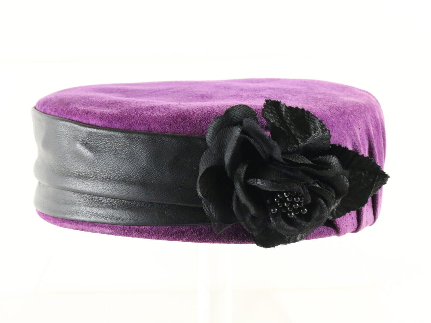 Lyda Ladies Pillbox Hat Purple Felt? 6 7/8 55cm Dress Hat