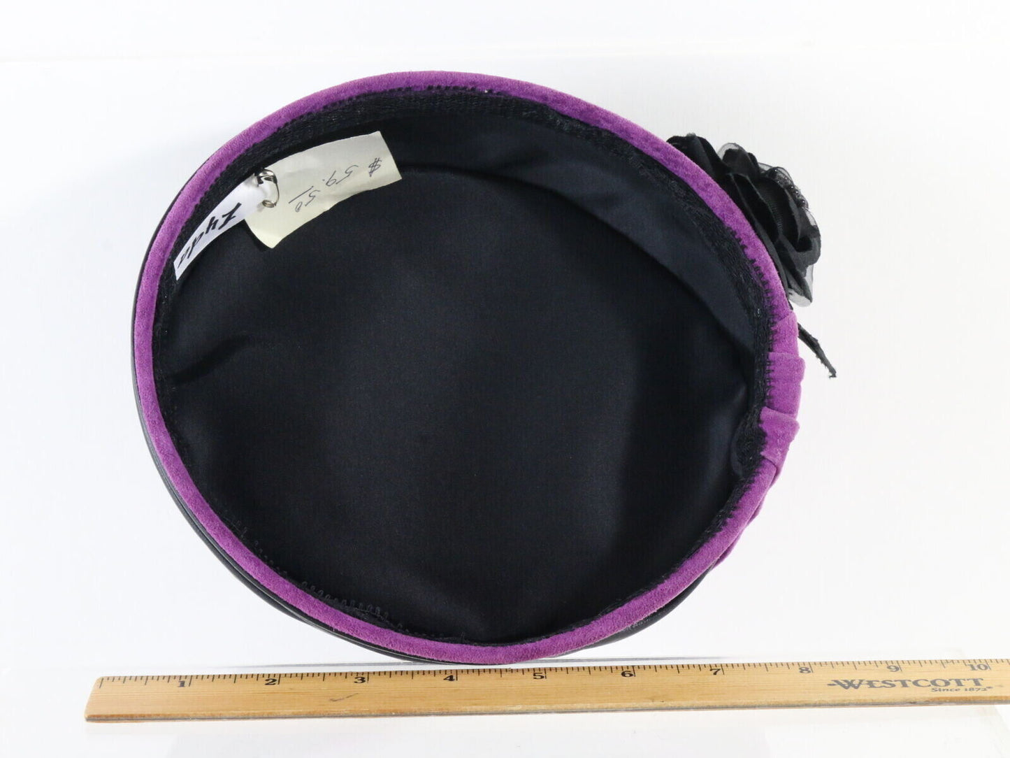 Lyda Ladies Pillbox Hat Purple Felt? 6 7/8 55cm Dress Hat