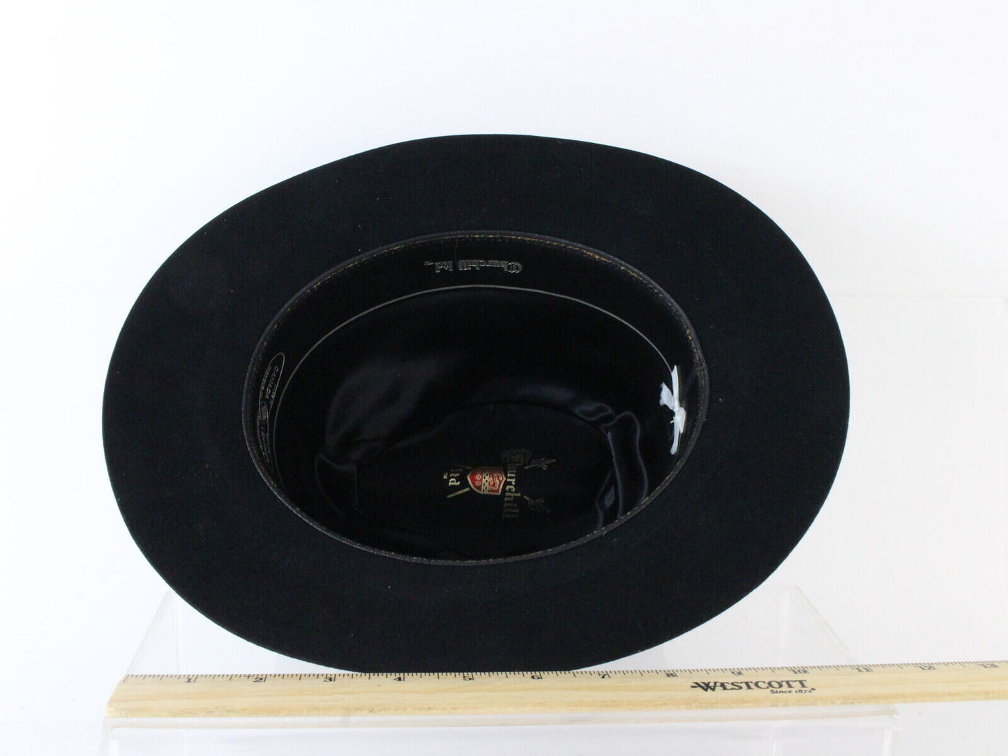 Churchill Ltd Mens Black Felt Fedora W/ Feathers 7 56cm