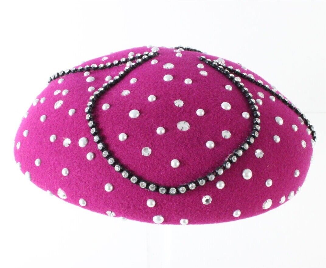 Mr John Classic Excello Pink Wool Felt Ladies Hat W/ Rhinestones 6 3/4 54cm