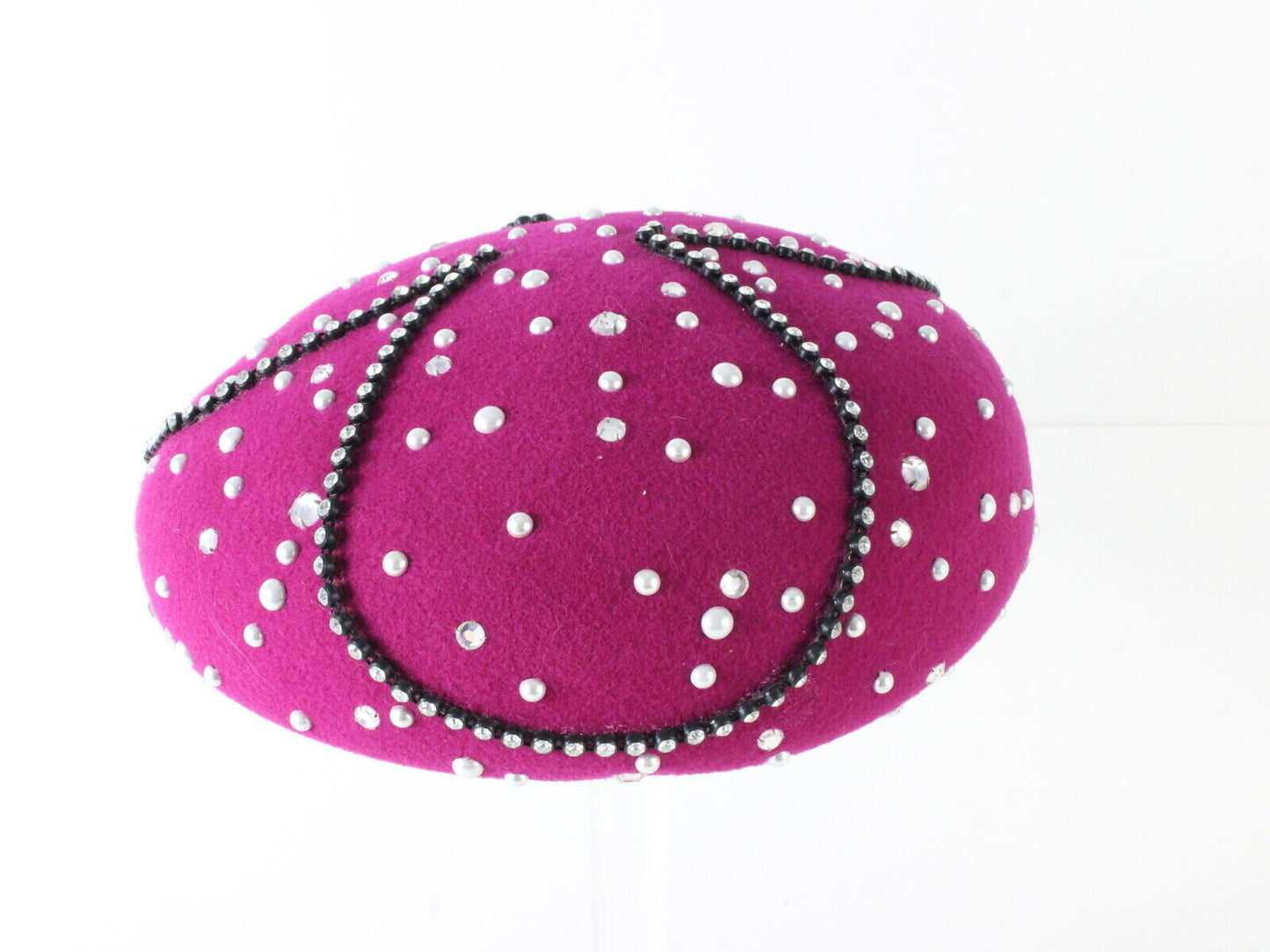 Mr John Classic Excello Pink Wool Felt Ladies Hat W/ Rhinestones 6 3/4 54cm