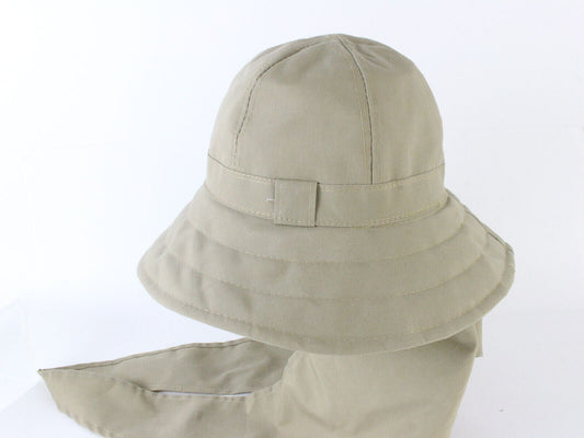 Ladies Water Repellent Rain Hat Khaki w/ Back Hair Guard Size= Medium