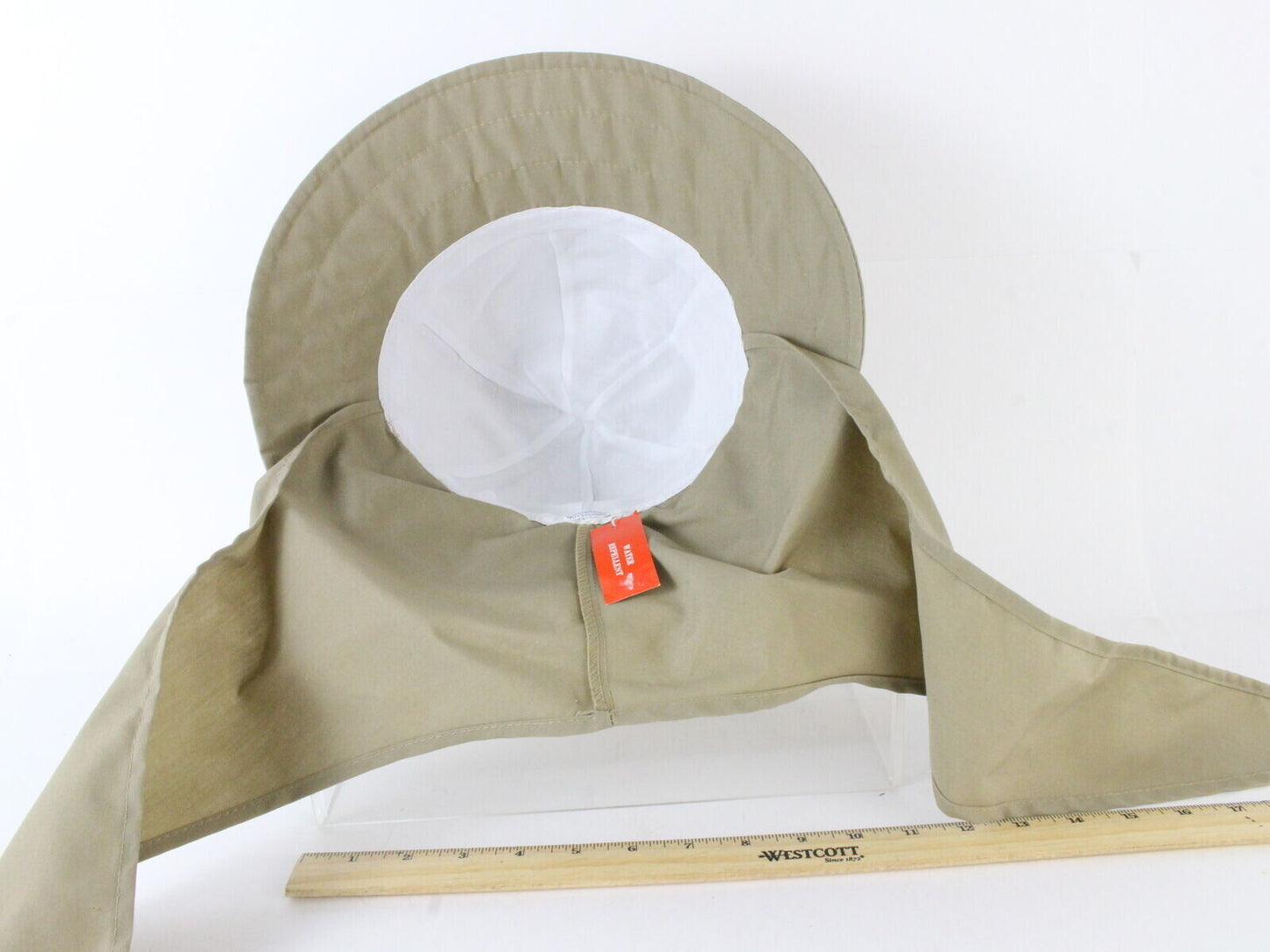 Ladies Water Repellent Rain Hat Khaki w/ Back Hair Guard Size= Medium