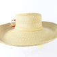 Jack Mcconnell New York Ladies Tan Straw Hat W/flower 6 7/8 55cm