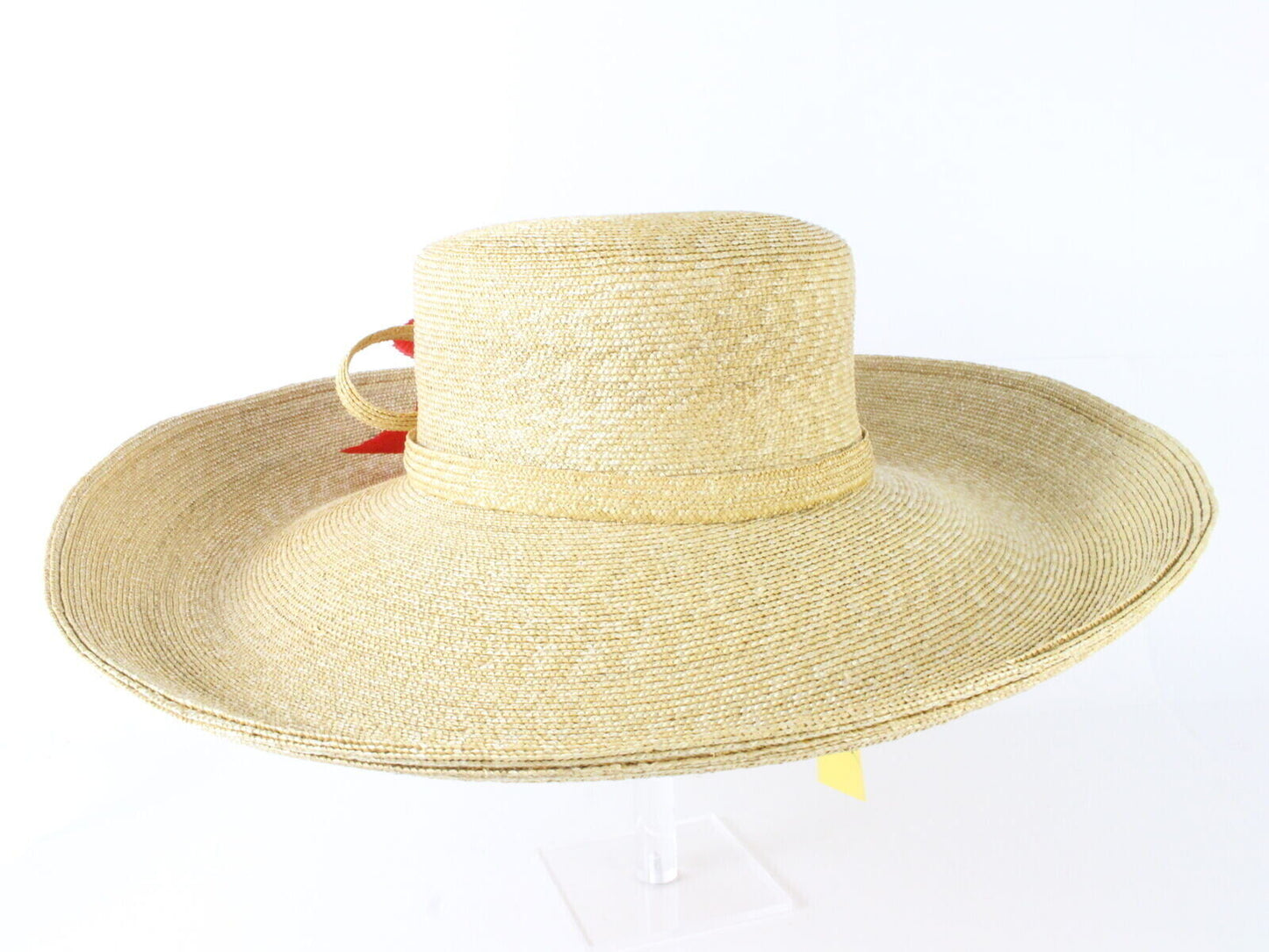 Jack Mcconnell New York Ladies Tan Straw Hat W/flower 6 7/8 55cm