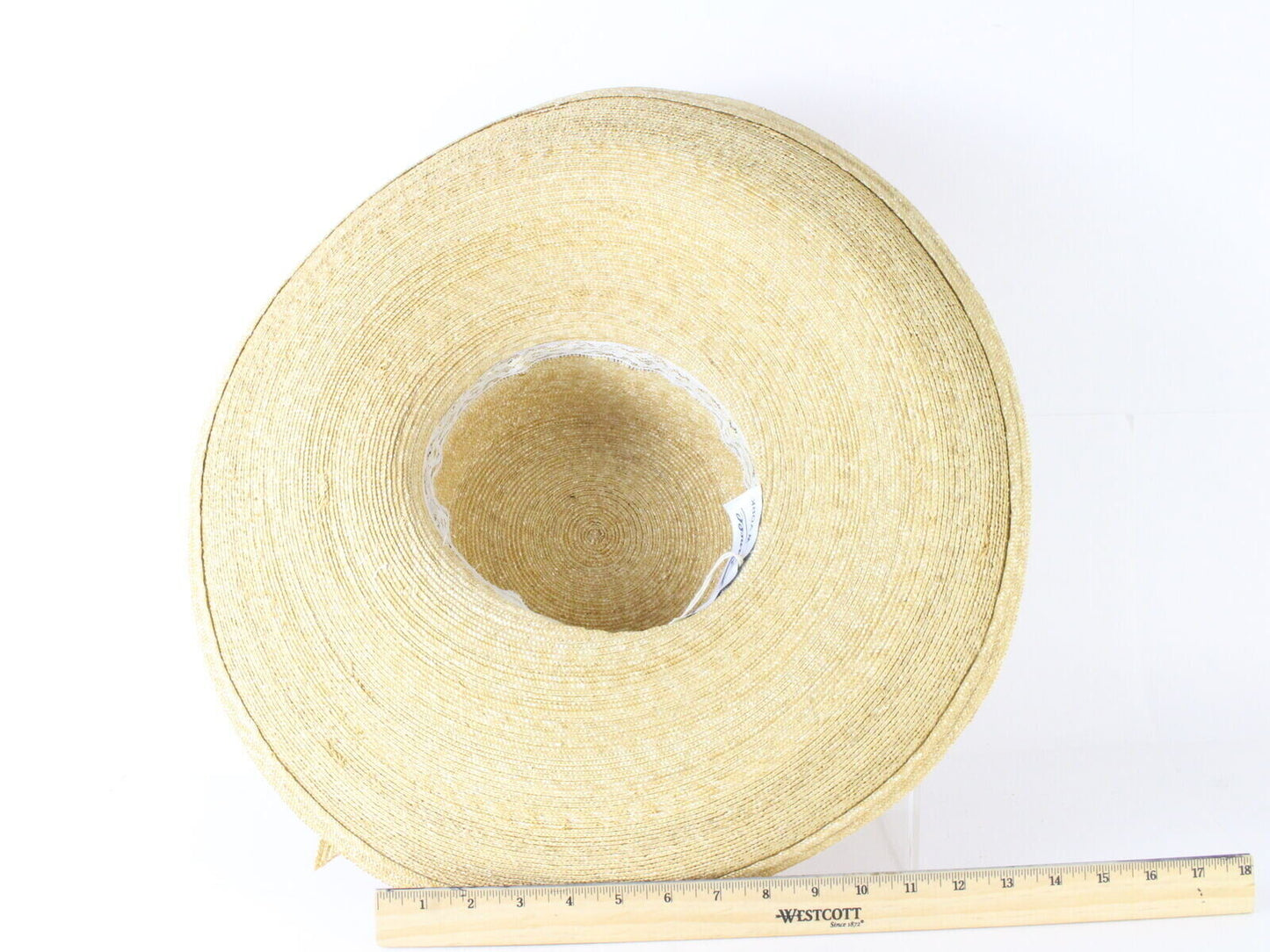 Jack Mcconnell New York Ladies Tan Straw Hat W/flower 6 7/8 55cm