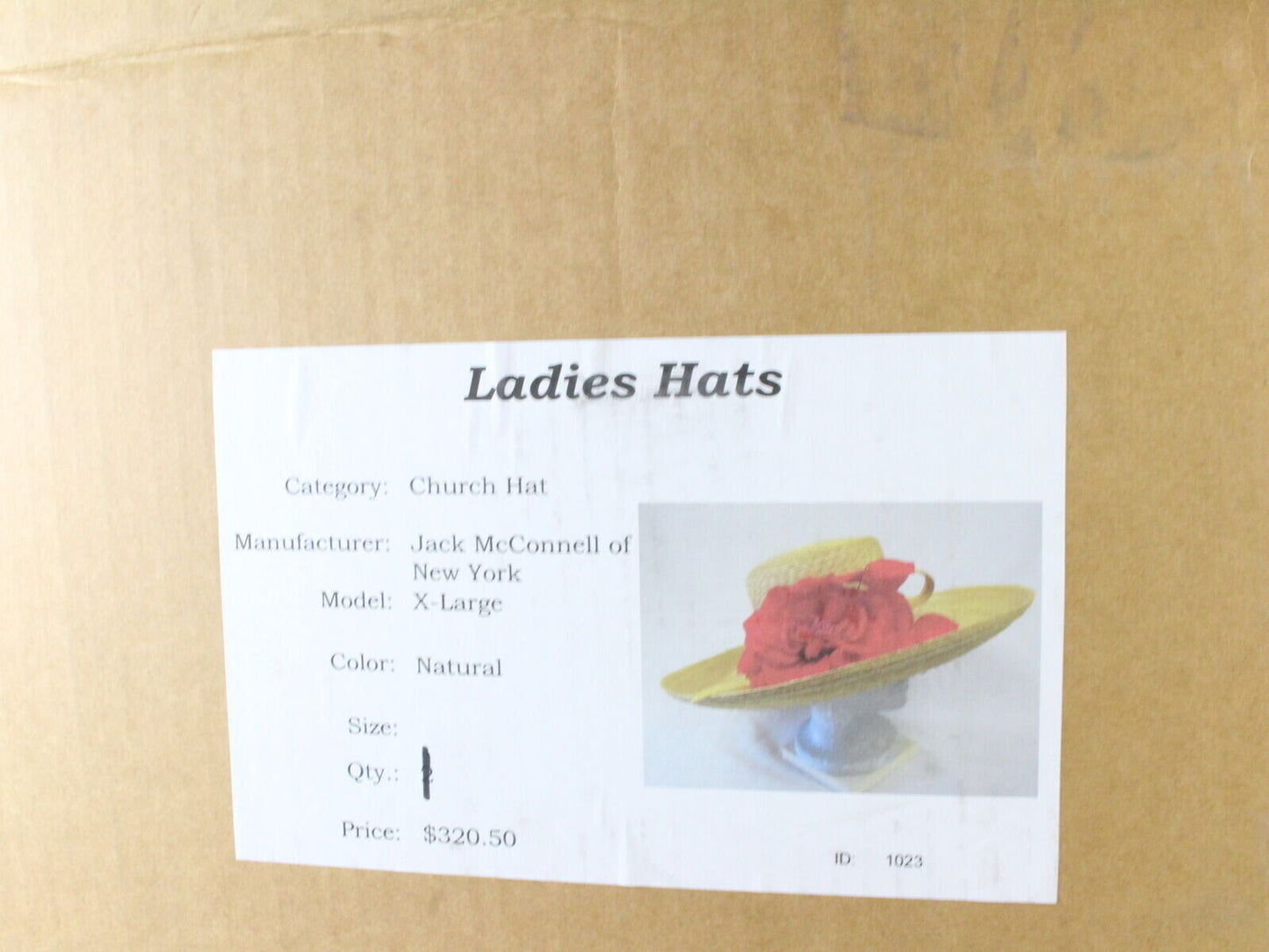 Jack Mcconnell New York Ladies Tan Straw Hat W/flower 6 7/8 55cm