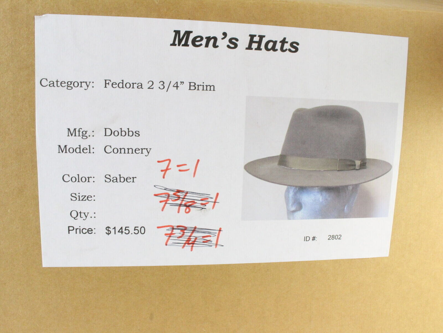 Dobbs Fifth Avenue Mens Connery Fedora Saber Grey 7 56cm