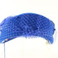 Mr John Boutique Hat Royal Blue Wool Felt W/ Netting Black Feather 6 3/4 54cm