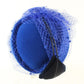 Mr John Boutique Hat Royal Blue Wool Felt W/ Netting Black Feather 6 3/4 54cm