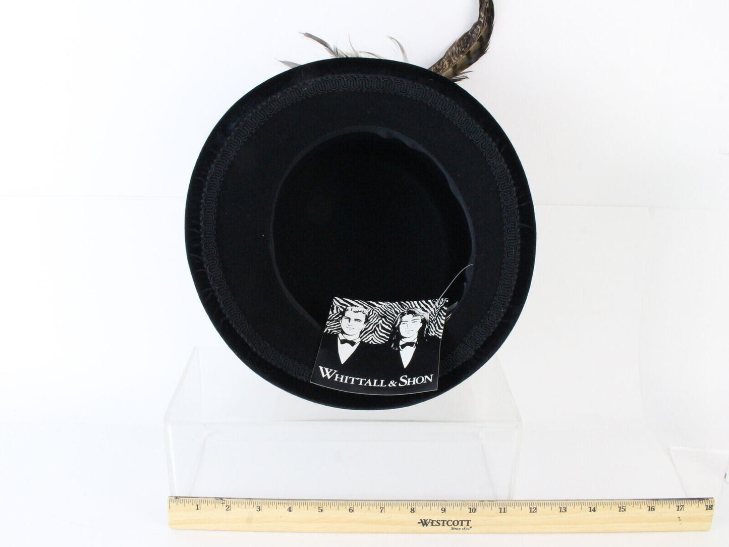 Whittall & Shon Ladies Boutique Black Felt Hat W/ Feathers 7 1/4 58cm