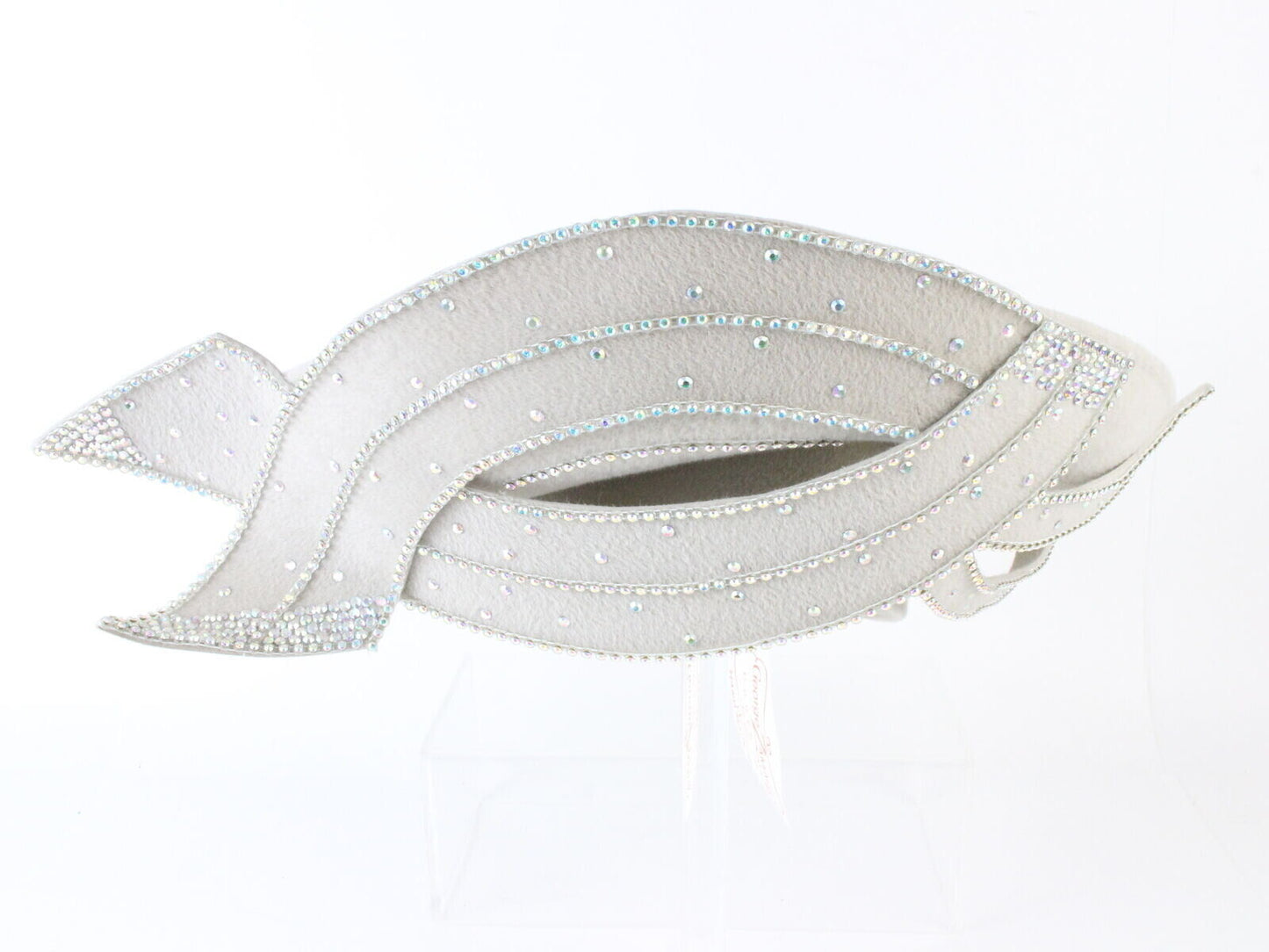 George Zamaul Couture Ivory Ladies Grand Cartwheel Felt Hat Rhinestones 7 56cm