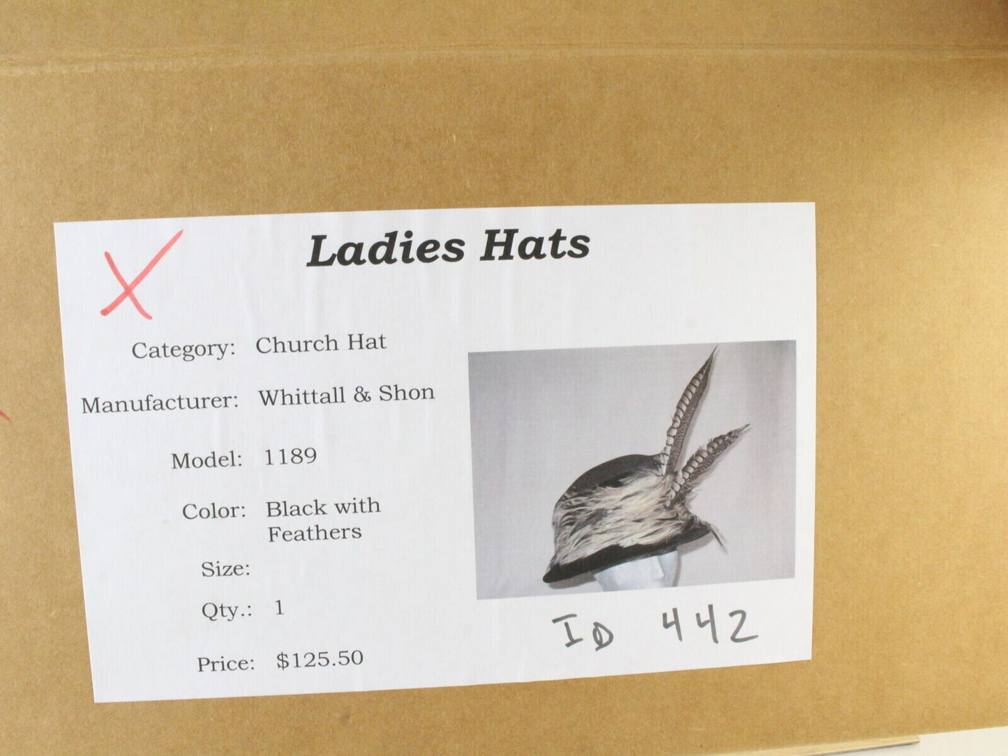 Whittall & Shon Ladies Boutique Black Felt Hat W/ Feathers 7 1/4 58cm