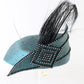 Sonni San Fransisco Ladies Boutique Hat W/ Feather Rhinestone Blue 7 56cm