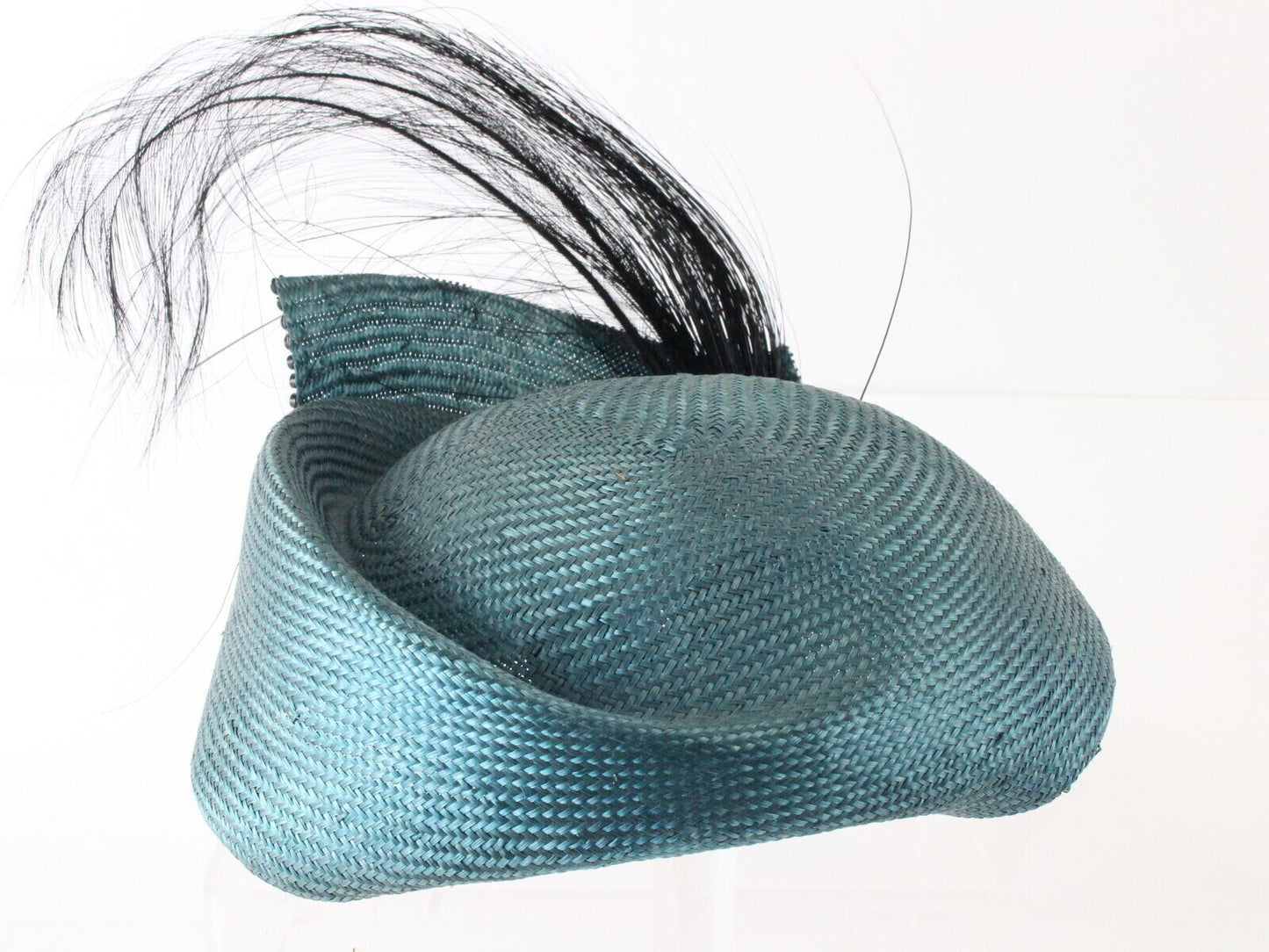 Sonni San Fransisco Ladies Boutique Hat W/ Feather Rhinestone Blue 7 56cm