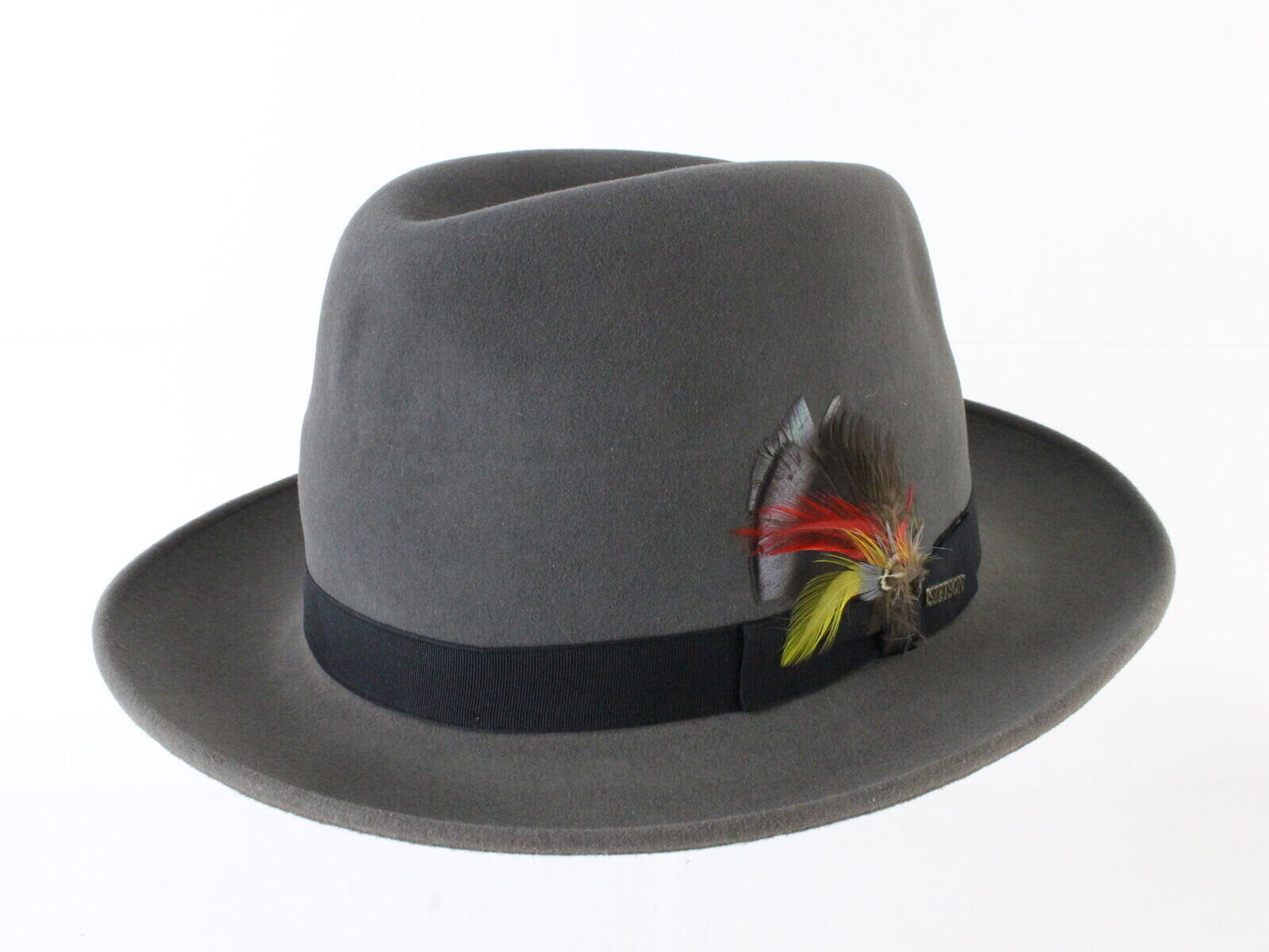 Stetson Mens Caribou Gray Felt Fedora W/ Feather MULTIPLE SIZES