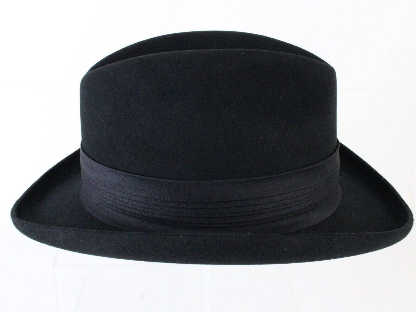 Vintage Dobbs Primetime Mens Black Felt Homburg W/ Feather MULTIPLE SIZES