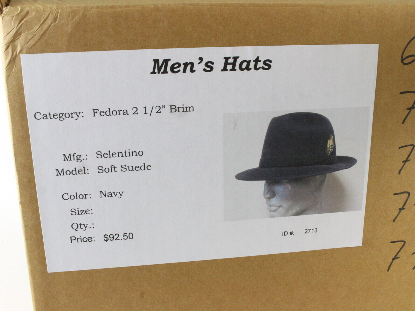 Selentino Gold Men's Vintage Hat Navy Extra Fine Suede Felt MULTIPLE SIZES