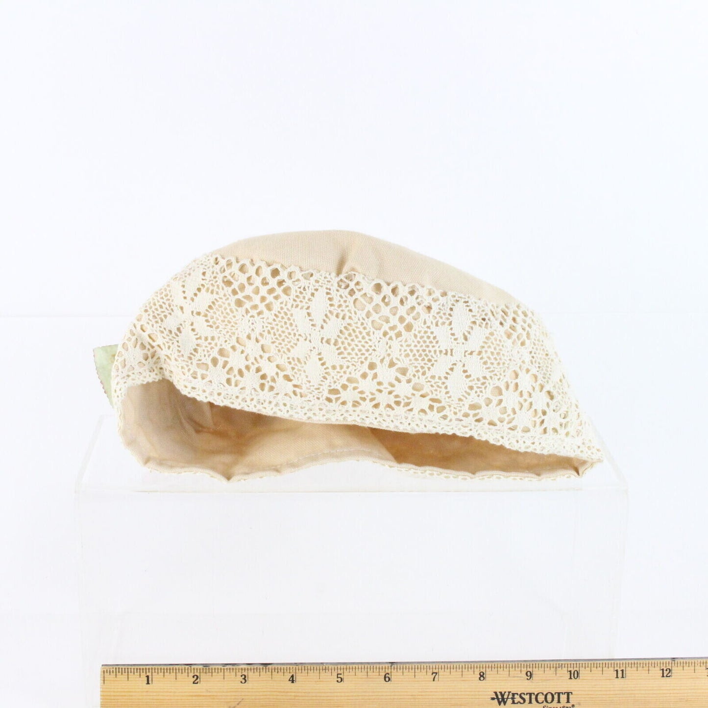 Atenti Ladies Round Cap Fabric Tan Lace Pattern 7 1/2 60cm