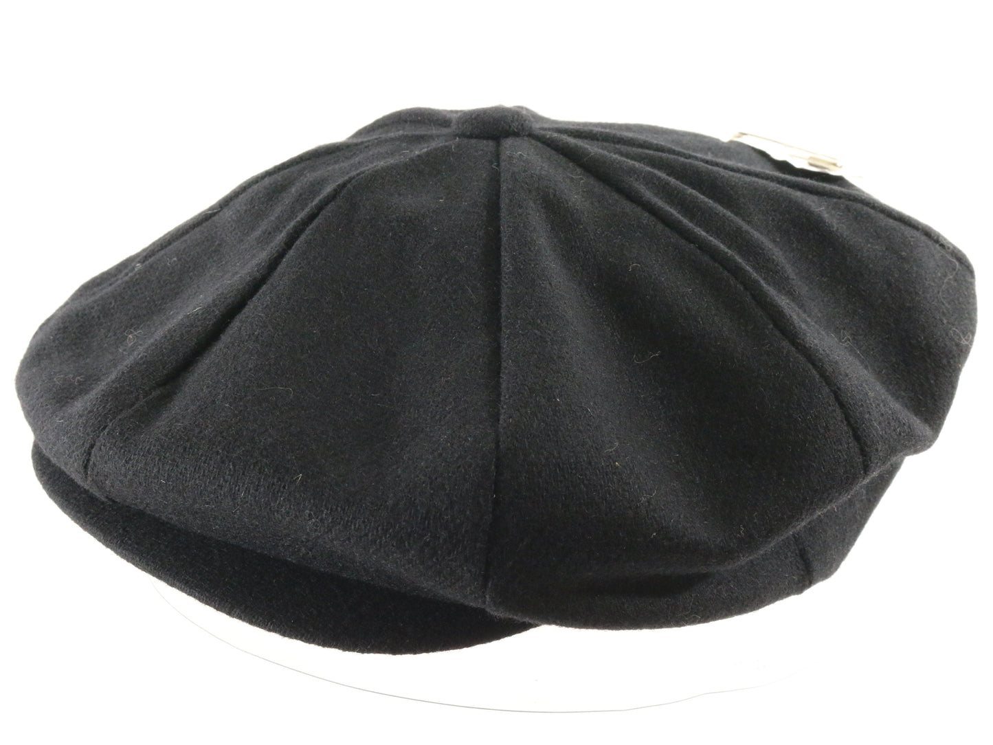 Mens Classic Black Felt Eight Quarter Cap Newsboy Cap SIZE: M