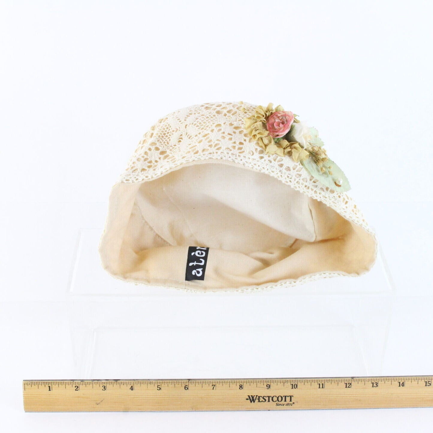 Vintage Atenti Off White Pill Box Womens Hat Fancy 7 3/8 59cm