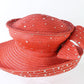 George Zamaul Couture Ladies Red Boutique Hat W/ Rhinestones 7 56cm