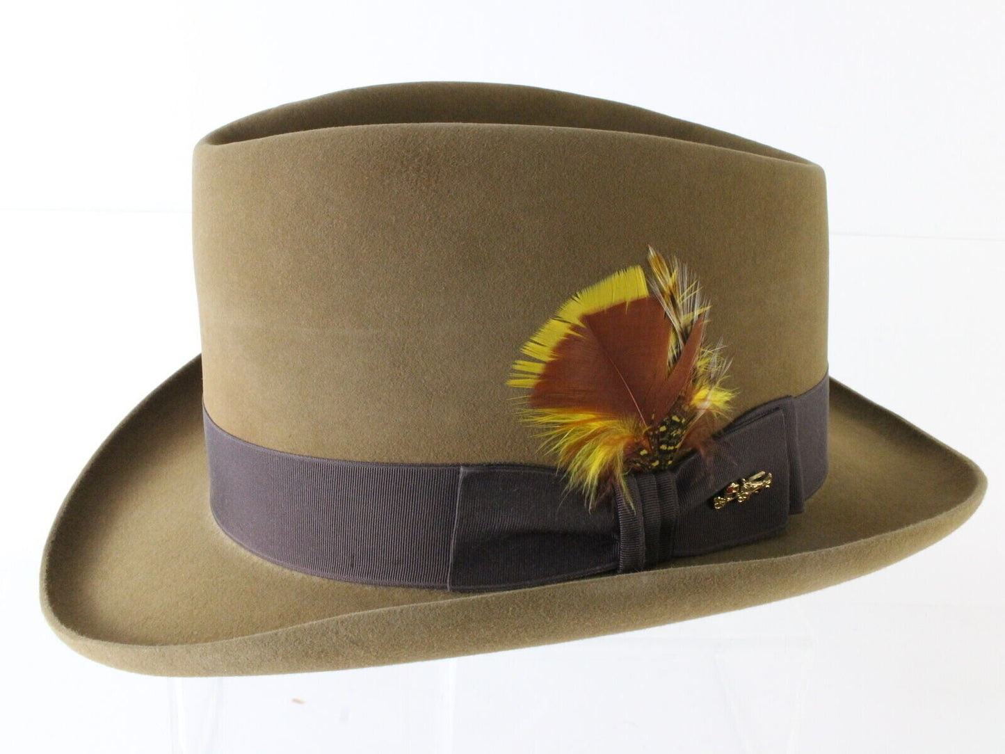 Golden Coach By Dobbs Mens Tanabark Brown Felt Homburg  MULTIPLE SIZES