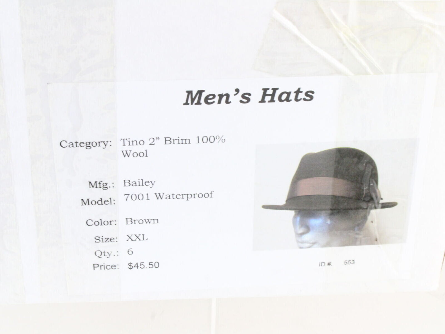 Bailey Tino Mens Brown Water Repellent Crushable Wool Felt Fedora XXL