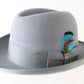 Biltmore Imperial Mens Pearl Gray Felt Homburg W/ Blue Feather 7 3/4 62cm