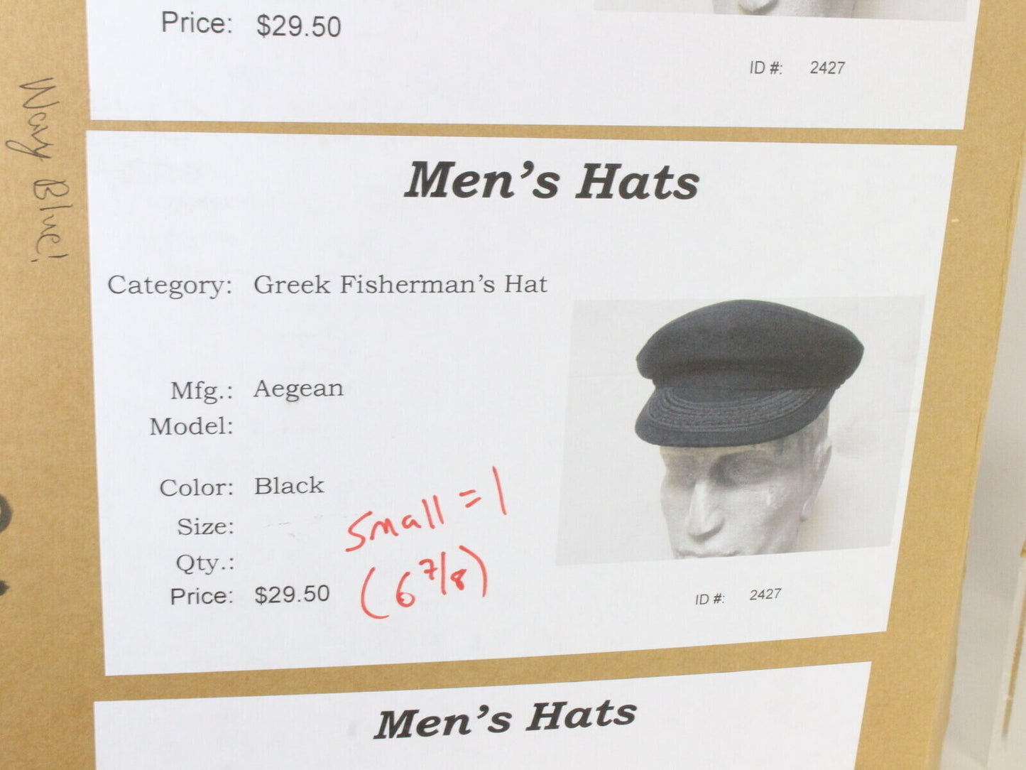 Aegean Mens Black Greek Fishermans Cap MULTIPLE SIZES