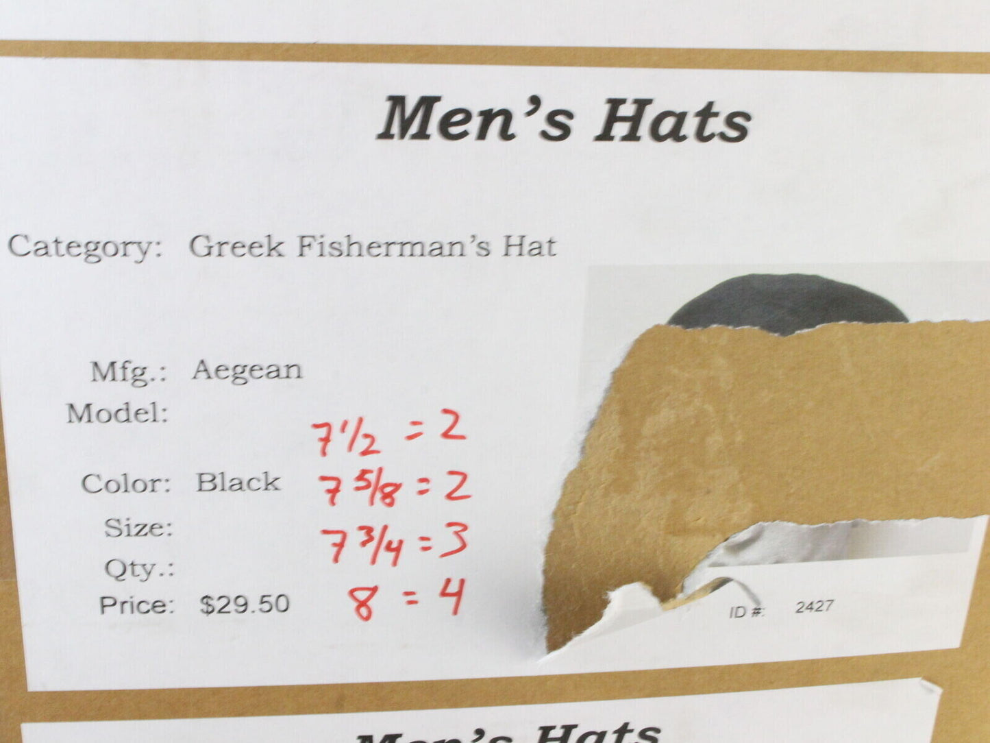 Greek Fishermans Mens Black Cap MULTIPLE SIZES