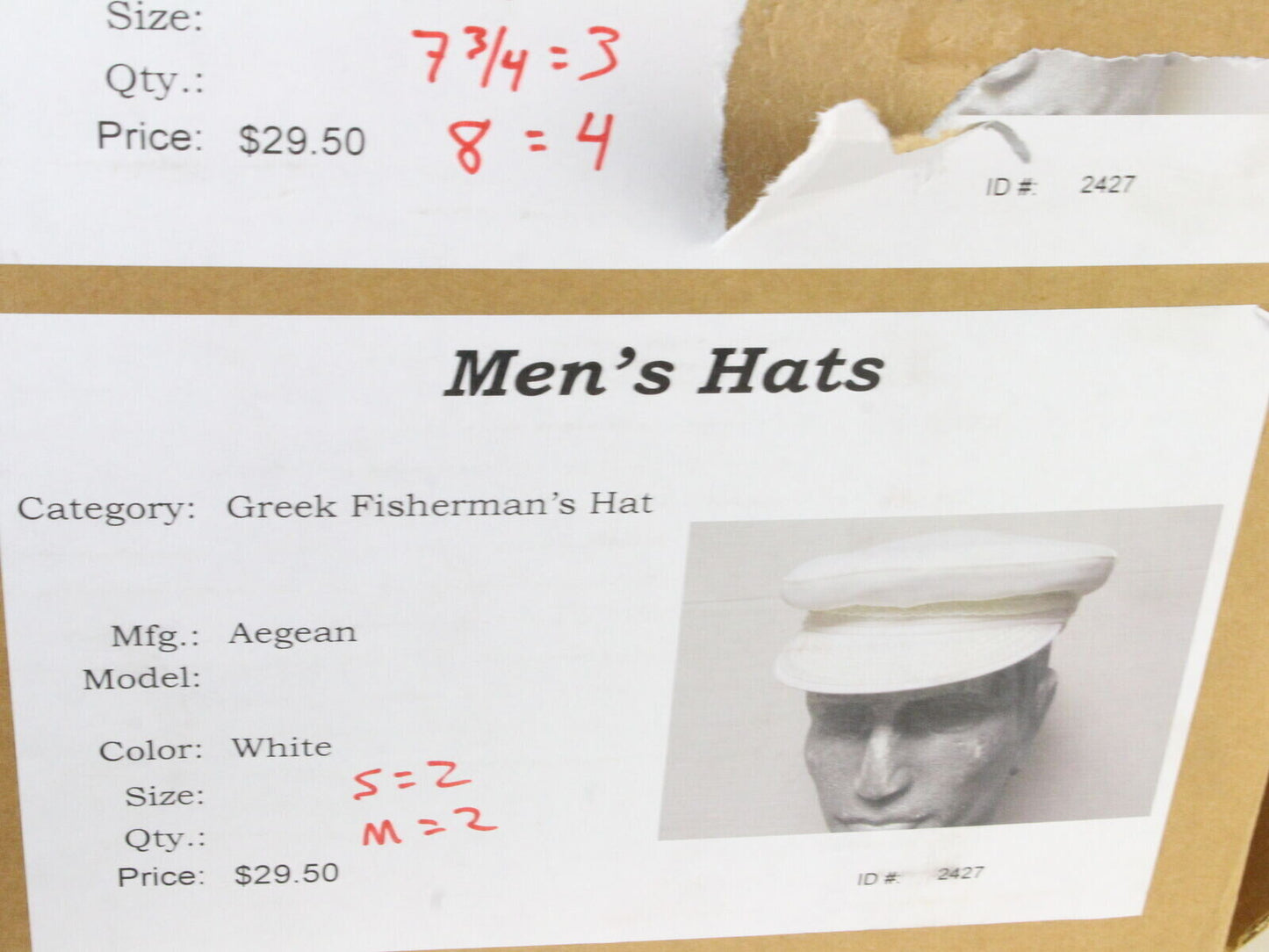 Greek Fishermans Mens White Cap MULTIPLE SIZES