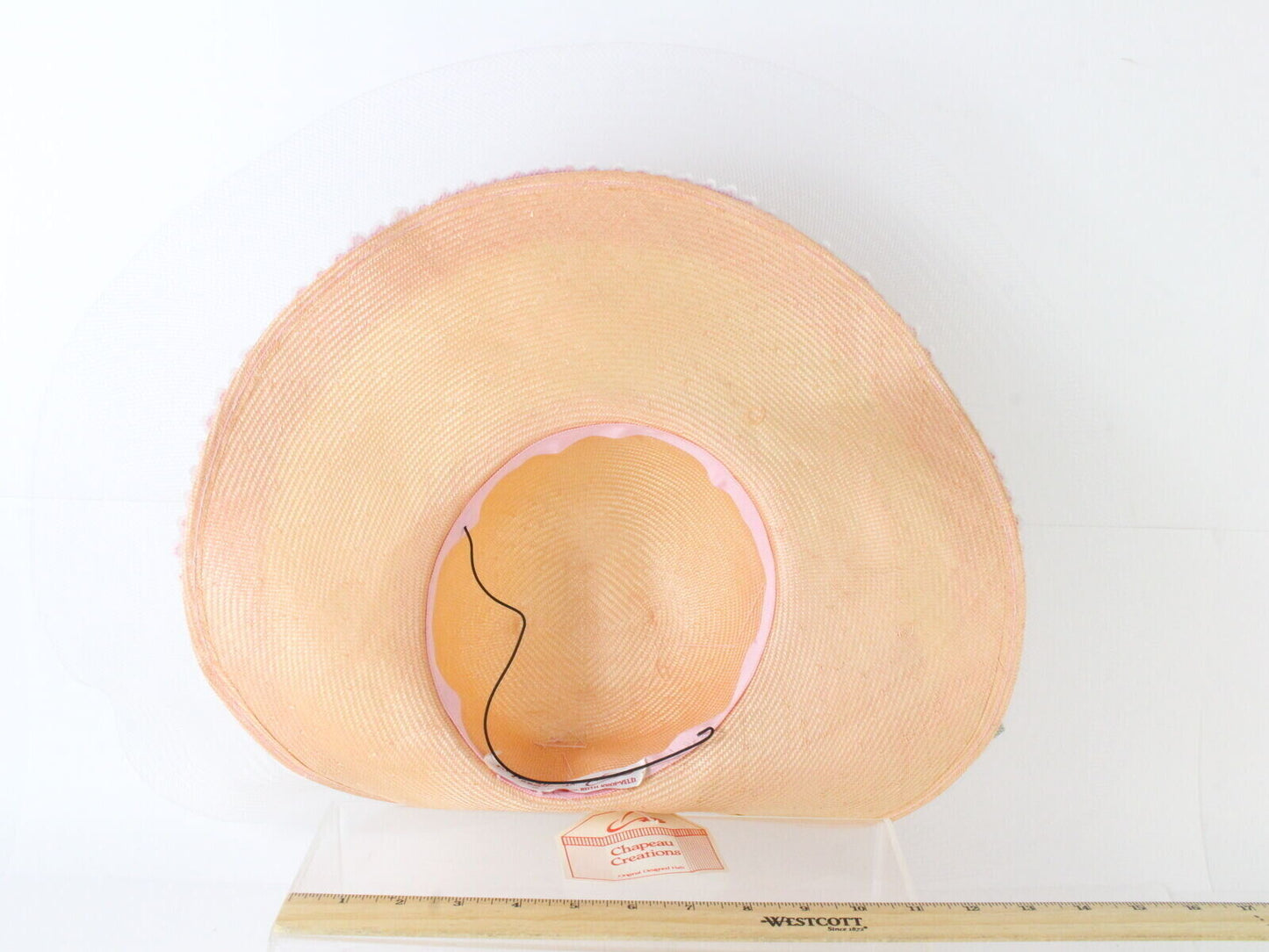 Chapeau Creations Ladies Boutique Pink Straw Hat W/ Sequins Flower 6 7/8 55cm