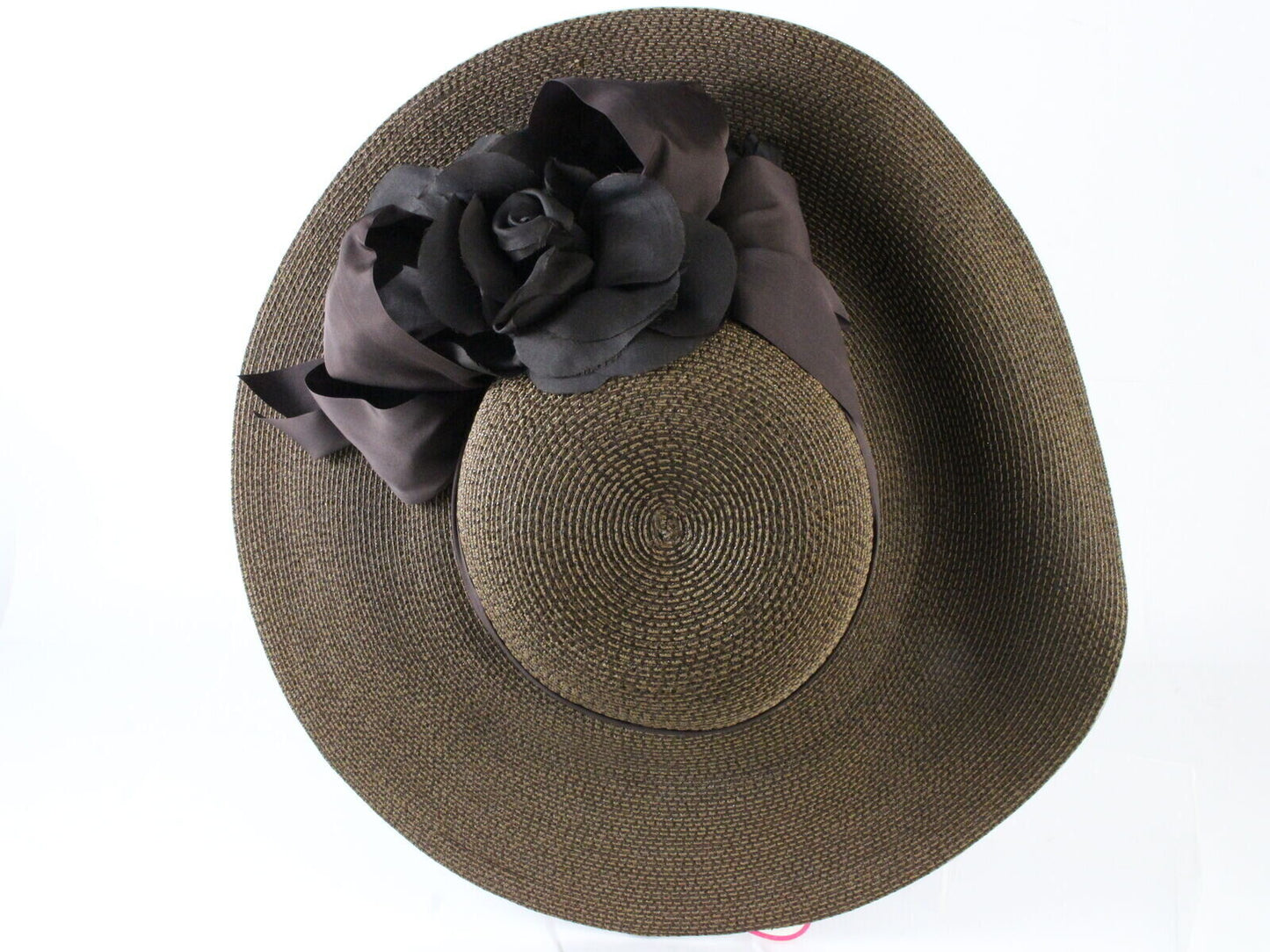 Frank Olive New York Ladies Brown Sun Hat W/ Ribbon And Flowers 6 7/8 55cm