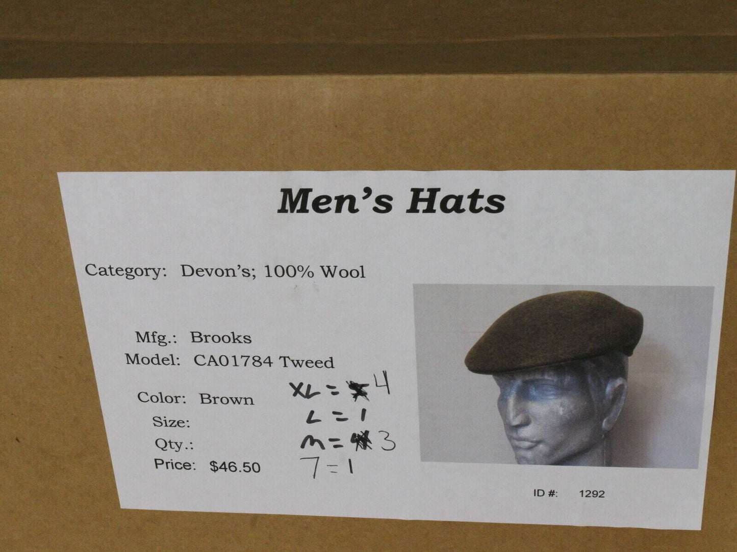 Brooks Mens Brown Wool Vintage Tweed Ivy Cap MULTIPLE SIZES