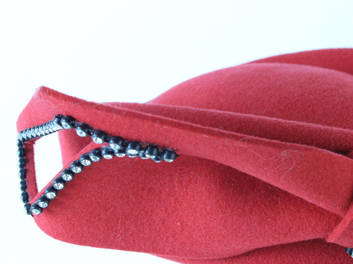 Adolfo II Fancy Ladies Red Wool Felt Hat W/ Rhinestones MULTIPLE SIZES