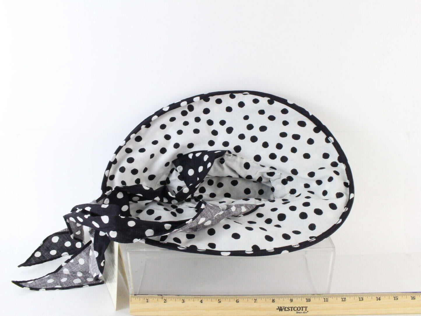 Sonni Ladies Black And White Polka Dot Convertible Cotton Sun Hat 7 1/4 58cm