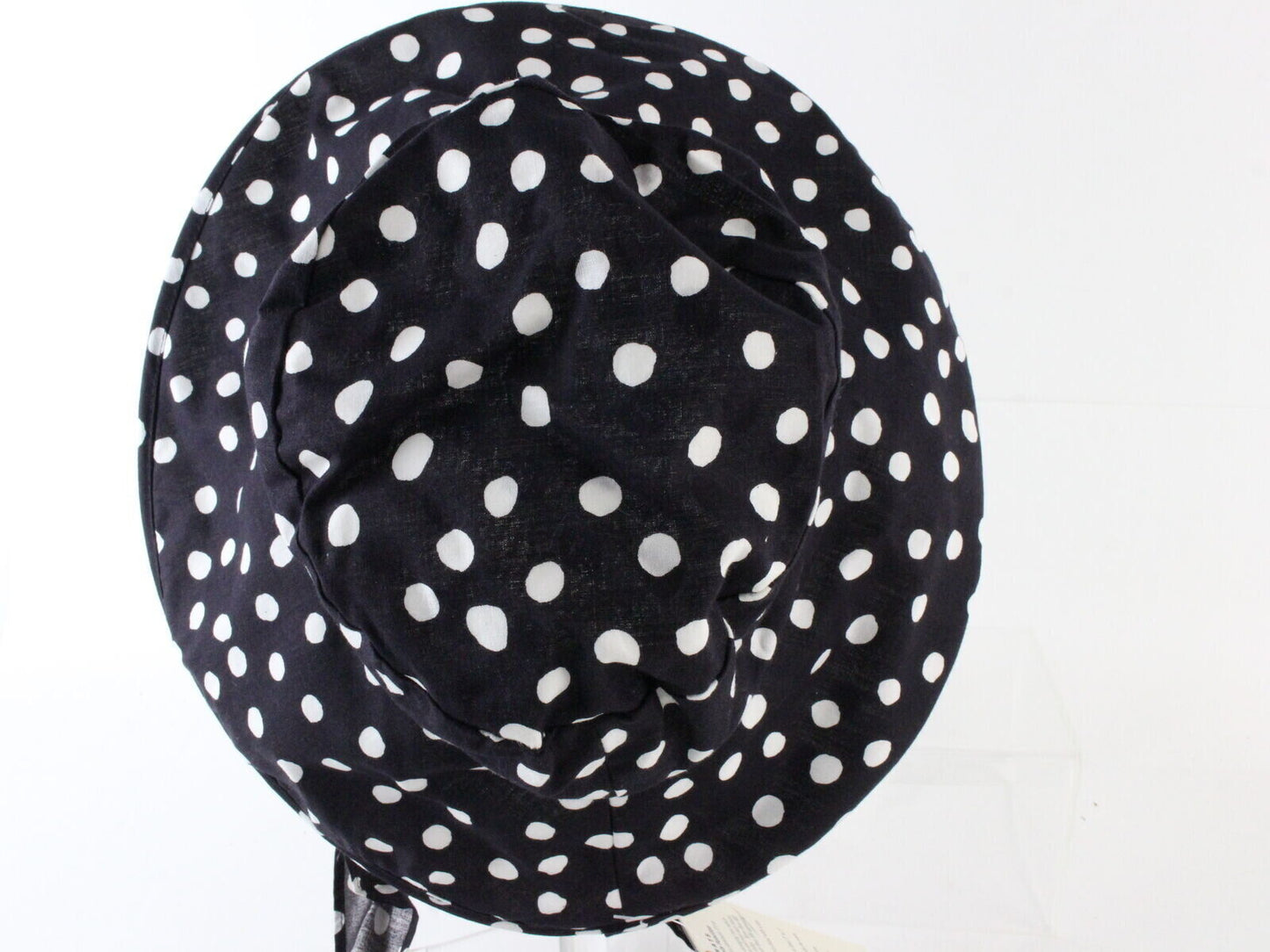 Sonni Ladies Black And White Polka Dot Convertible Cotton Sun Hat 7 1/4 58cm