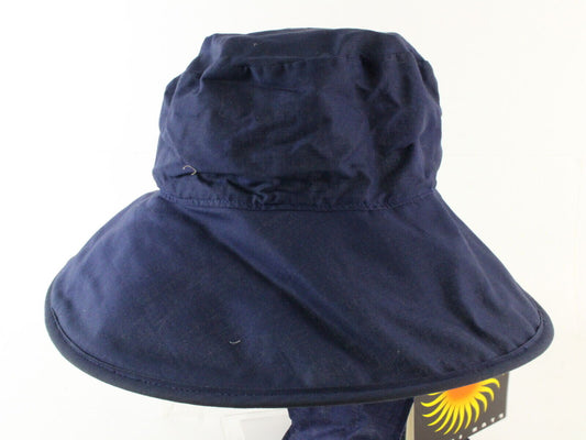 Sonni Ladies Navy Blue W/ White Convertible Cotton Sun Hat 7 1/4 58cm