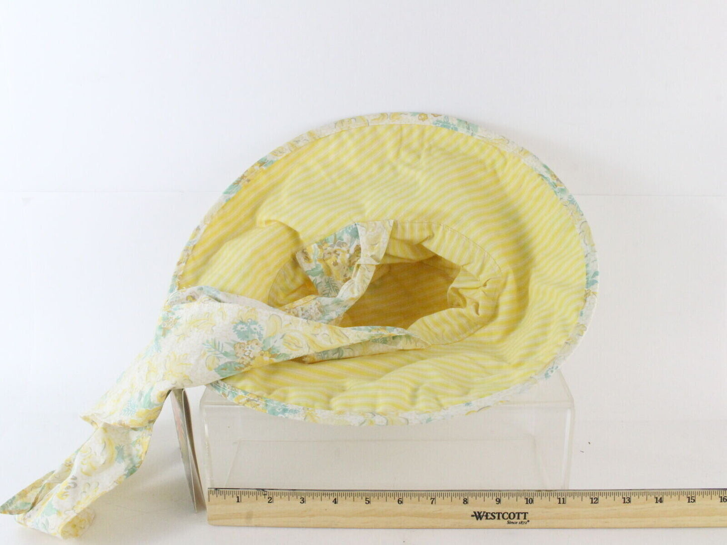 Sonni Ladies Yellow Green Floral W/ Stripe Convertible Cotton Sun Hat 7 1/4 58cm