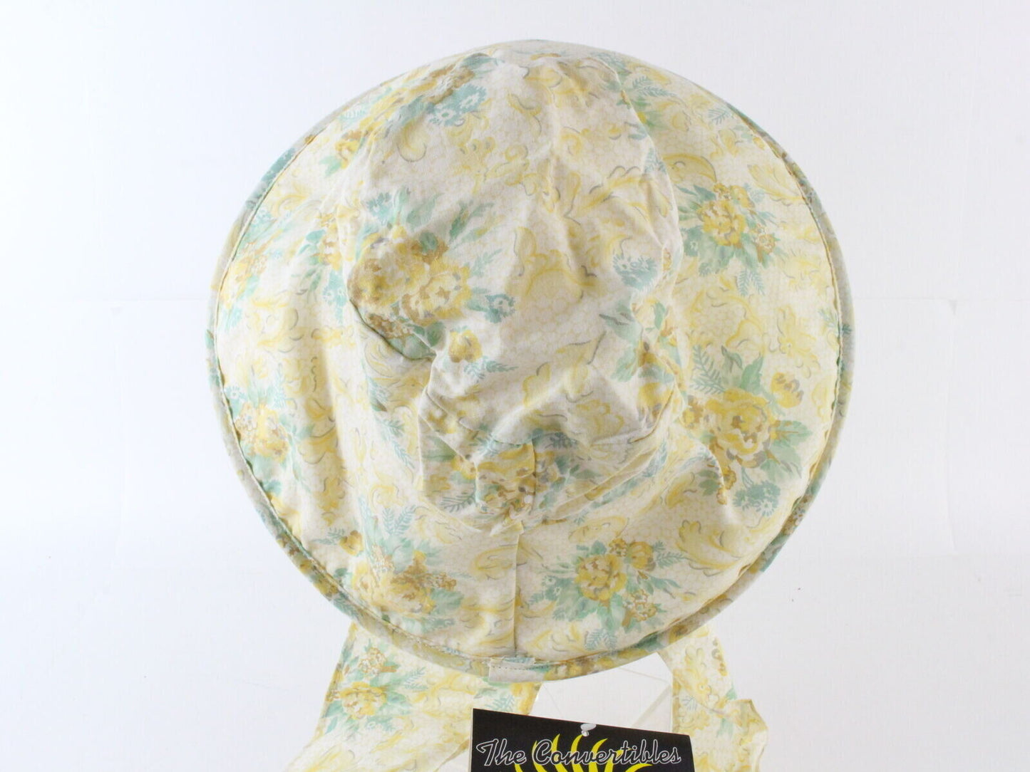 Sonni Ladies Yellow Green Floral W/ Stripe Convertible Cotton Sun Hat 7 1/4 58cm