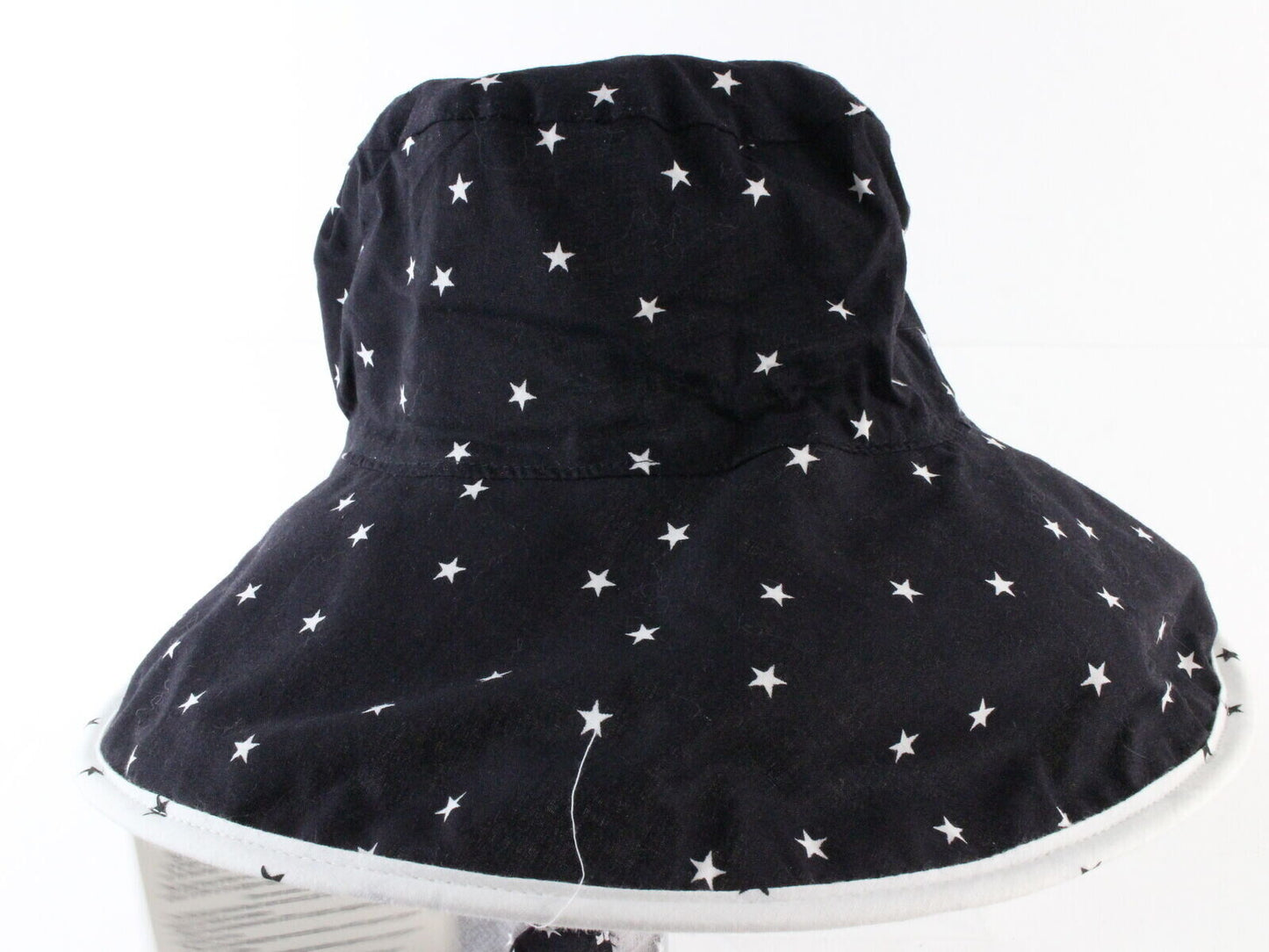 Sonni Ladies Black W/ White Stars Convertible Cotton Sun Hat 7 1/4 58cm